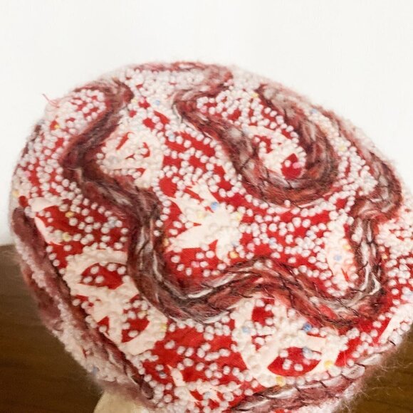 Vintage Evelyn Varon Textured Geometric Print Pill Box Hat - Picture 5 of 8